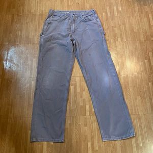 Carhartt Pants Mens 34x34 Gray Pocket Carpenter Heavy Work Loose Fit B159 CHR